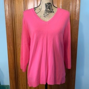 525 america XL Barbie Pink V neck sweater